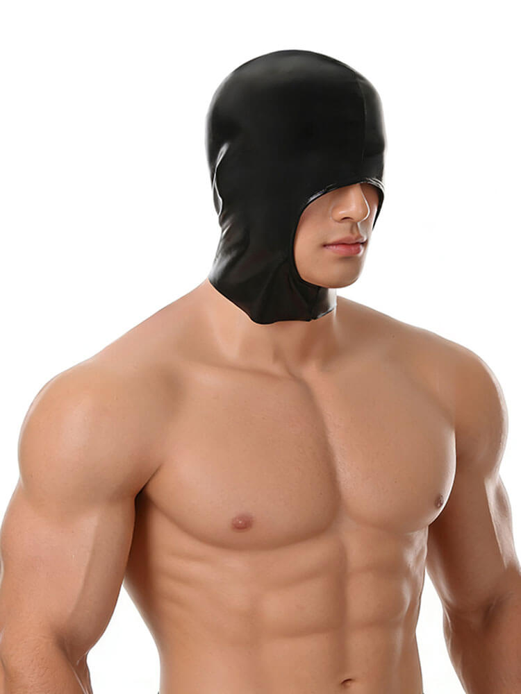 Men's Half Face Elastic Patent Leather Headgear