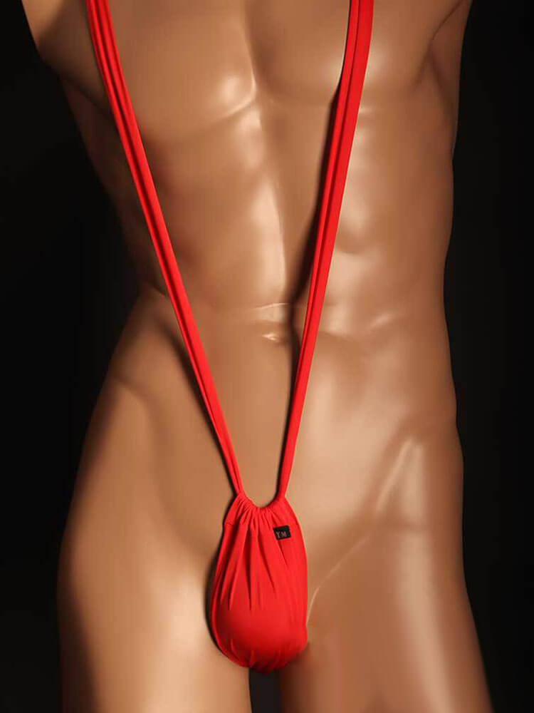 Men's Solid Color Sexy Halter Neck Suspender Thong