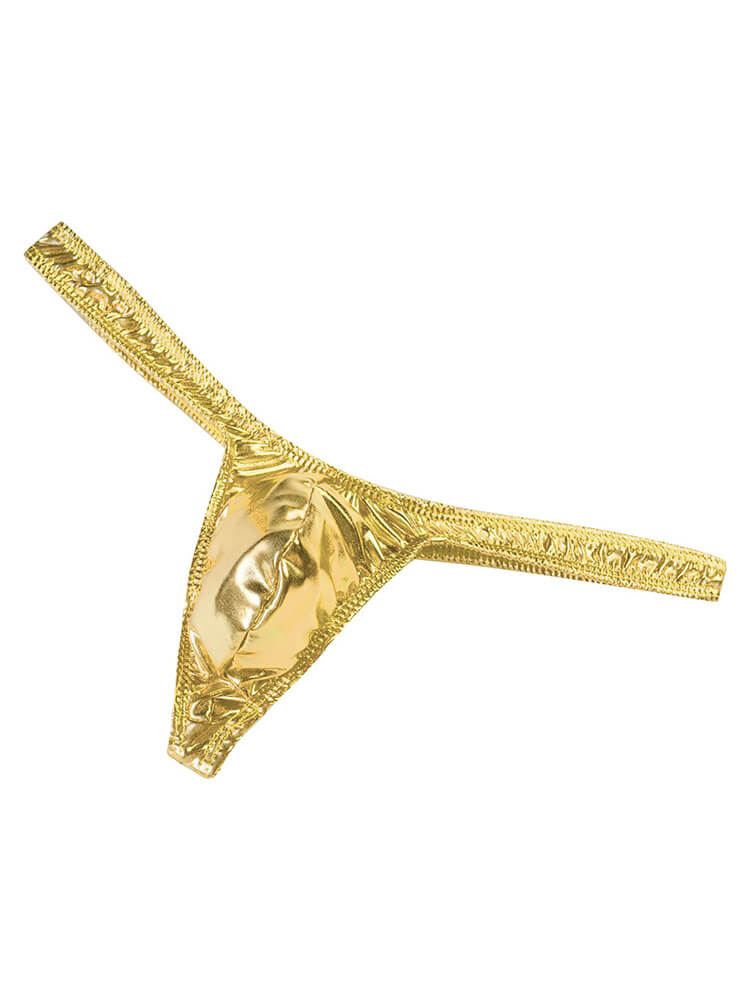 Men's Sexy Shiny Solid Faux Leather Thong