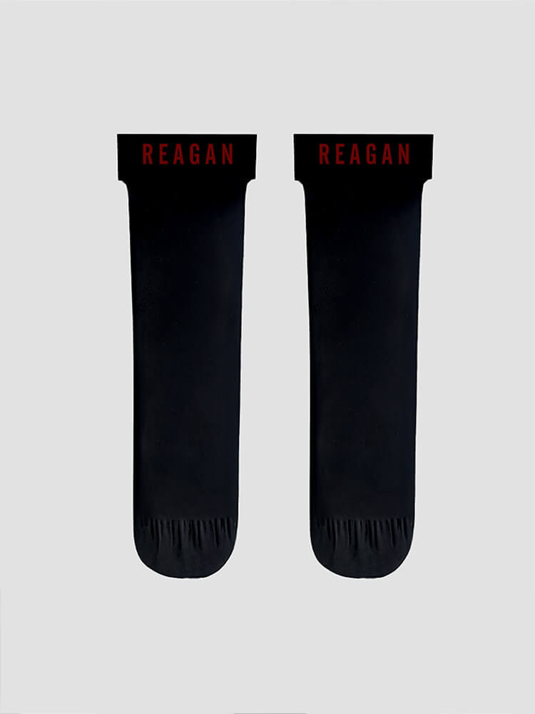 Men's Fashion Satin Calf Socks with Lettering