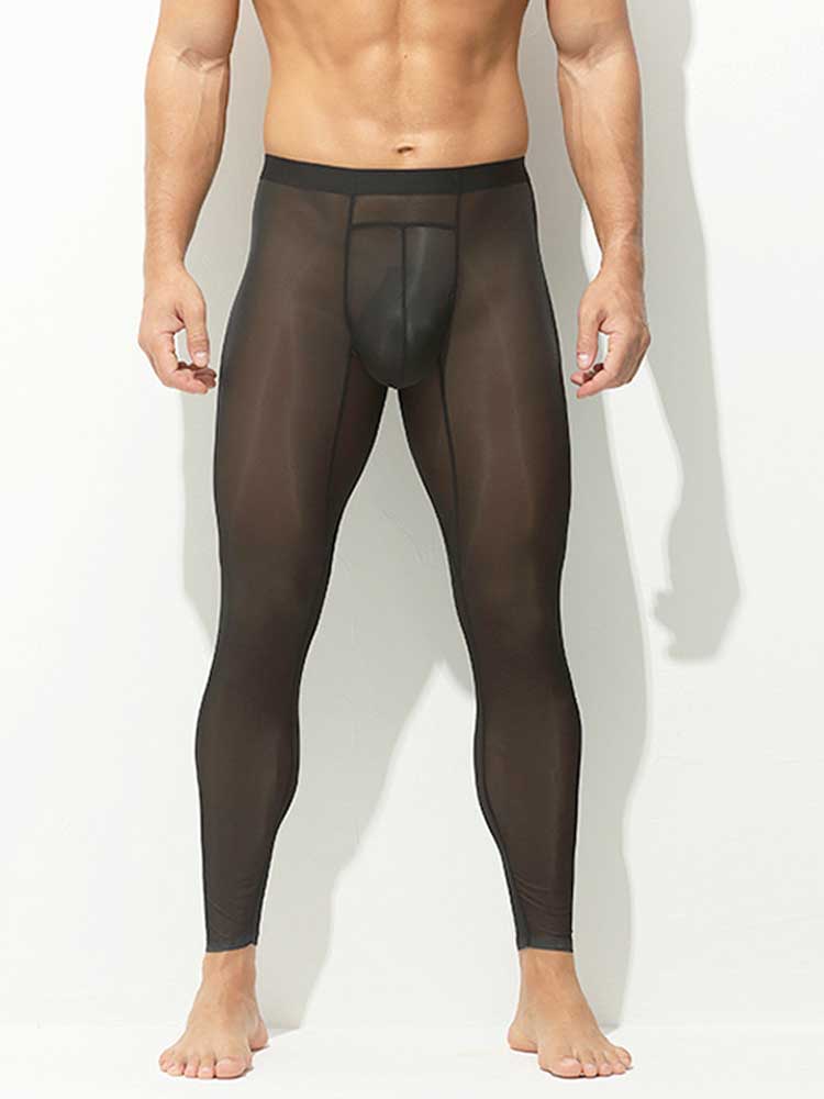 Men's Tight Stretchy Sheer Athletic Base Layer Leggings