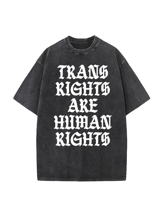 Vintage Washed Trans Rights Print Cotton T-shirt 