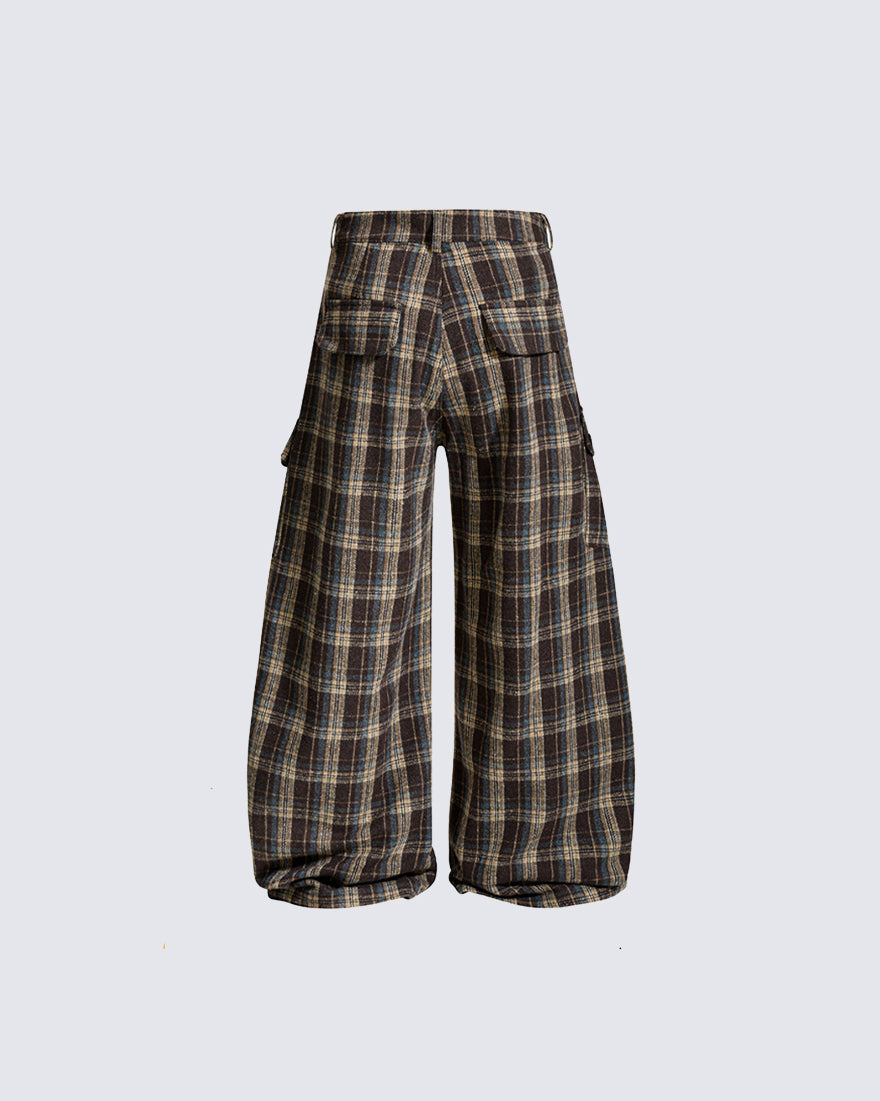 American Vintage Multi-Pocket Checkered Cargo Pants