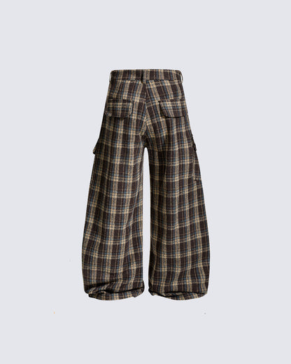 American Vintage Multi-Pocket Checkered Cargo Pants