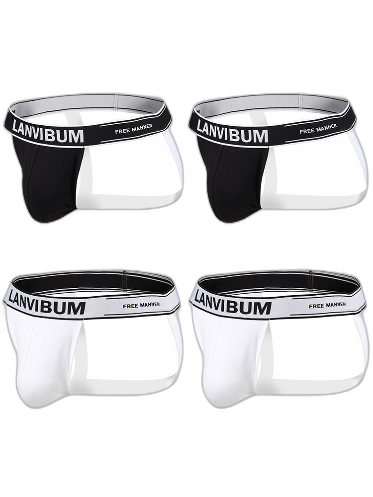 4 Pack Men's Mid-Rise Sexy Comfortable Cotton Jockstrap