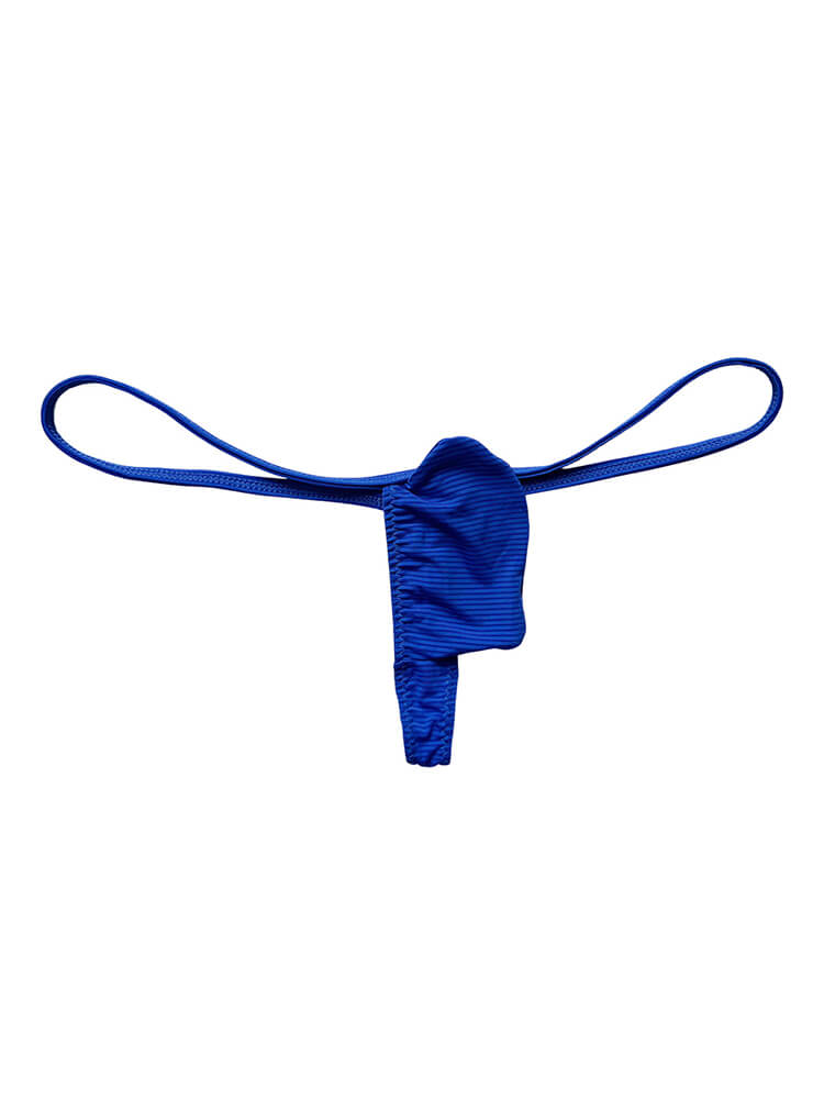 Men's Striped Uplifted Pouch Design Thin Thong