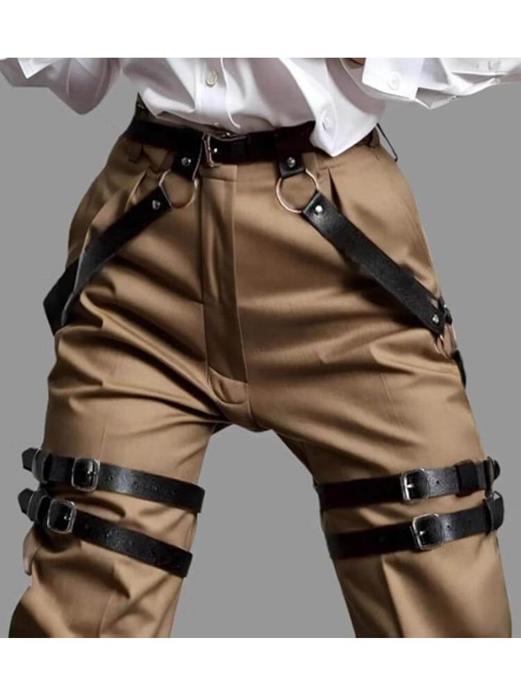 Men's Sexy PU Leather Restraints Leg Harness