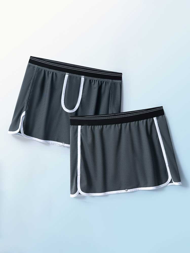 Men's Gun Bullet Separation Crotchless Skirt Trunks