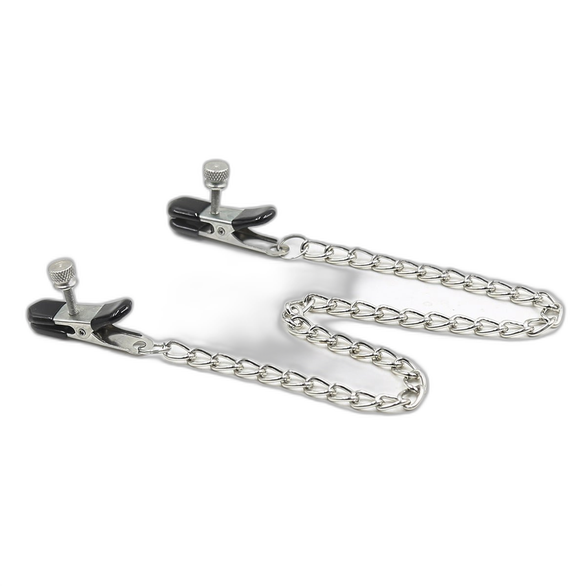 ruff GEAR Metal Wide Grip Nipple Clips with Chain Silver