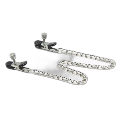 ruff GEAR Metal Wide Grip Nipple Clips with Chain Silver