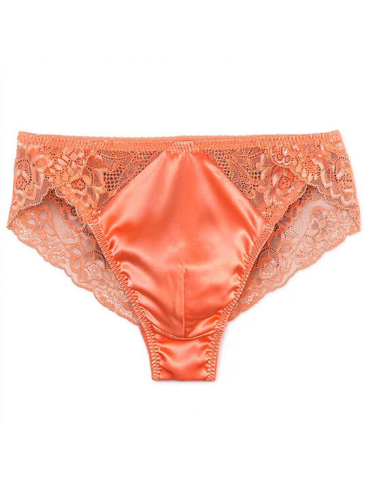 Men’s Sexy Lace Ruffles Mulberry Silk Briefs