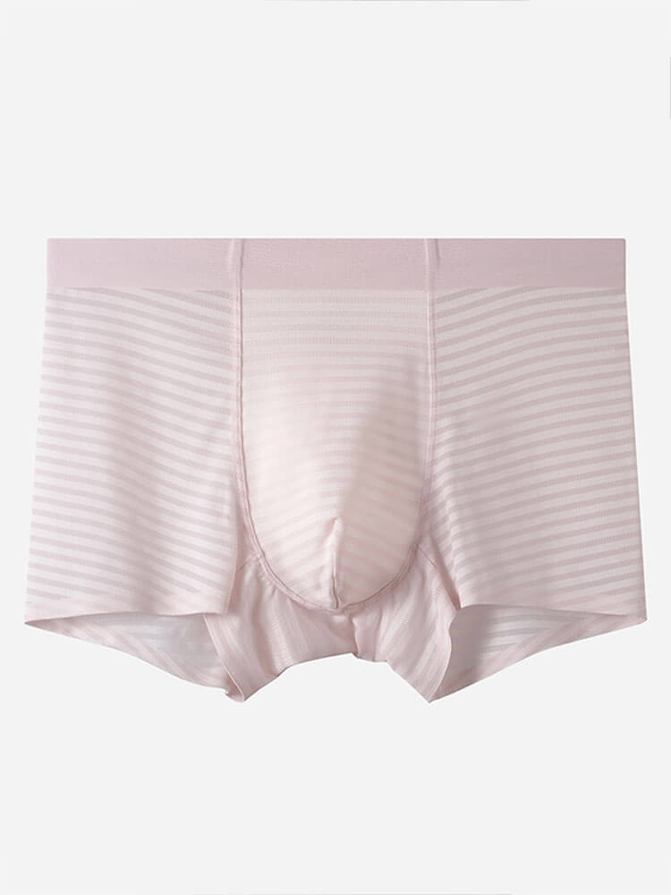 Men's Sexy Sheer Striped Ice Silk Boxer Briefs