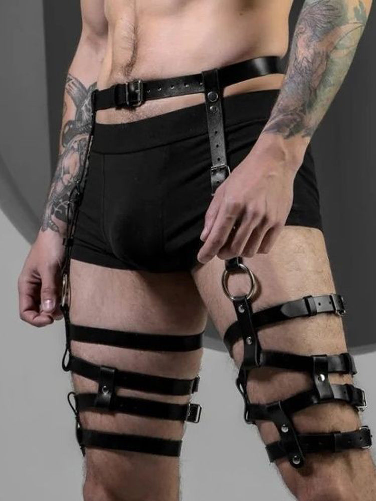Men's Leather Restraint Leg Straps