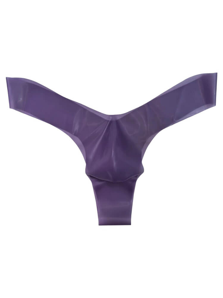 Men's Semi-Transparent Seamless V-Cut Latex Thong