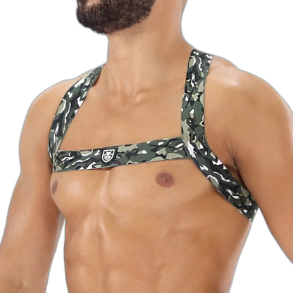 TOF Paris Fetish Elastic Chest Harness Khaki Camouflage