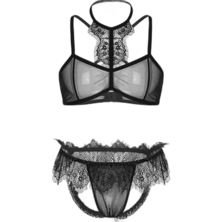 Genderfluid Ruffled Satin Lace Bralette Set