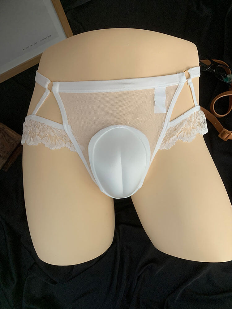 Men's Sexy Lace Mesh Sissy Crossdresser Thong