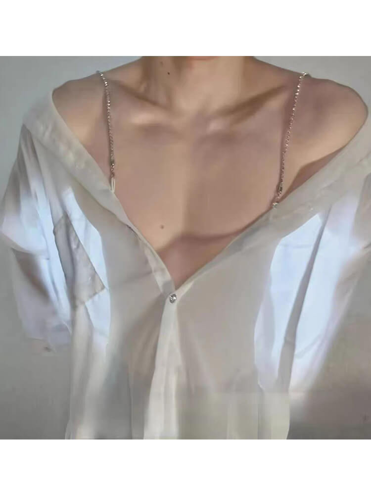 Men's Sexy See-Through Chain Strap Cami Shirt