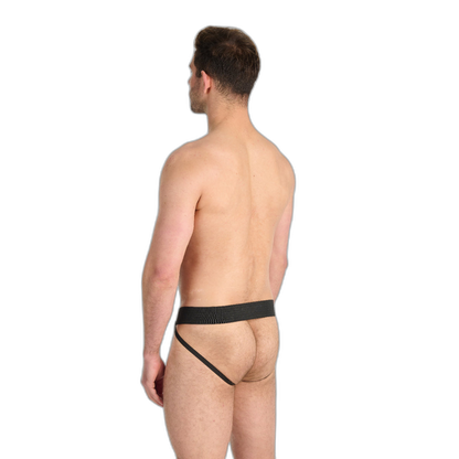 Prowler RED Leather Hole Punch Jock Strap Black