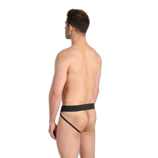 Prowler RED Leather Hole Punch Jock Strap Black