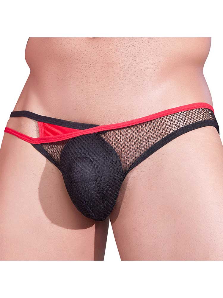 Men's Sexy Color-Blocked See-Through Mesh Briefs