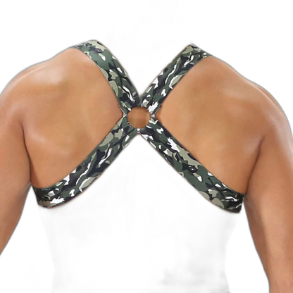 TOF Paris Fetish Elastic Chest Harness Khaki Camouflage