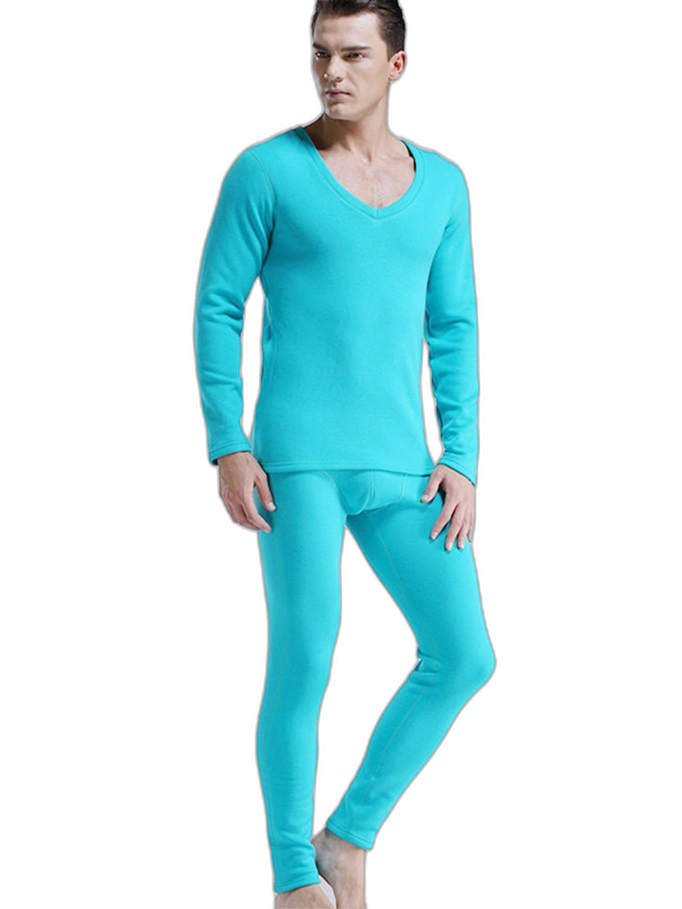 V-Neck Thermal Underwear With Fleece Lined