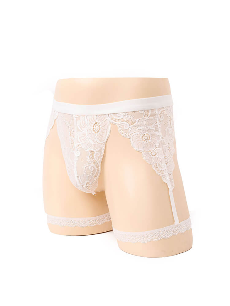Men's Sexy Lace Hollow Stretch Solid Color Thong