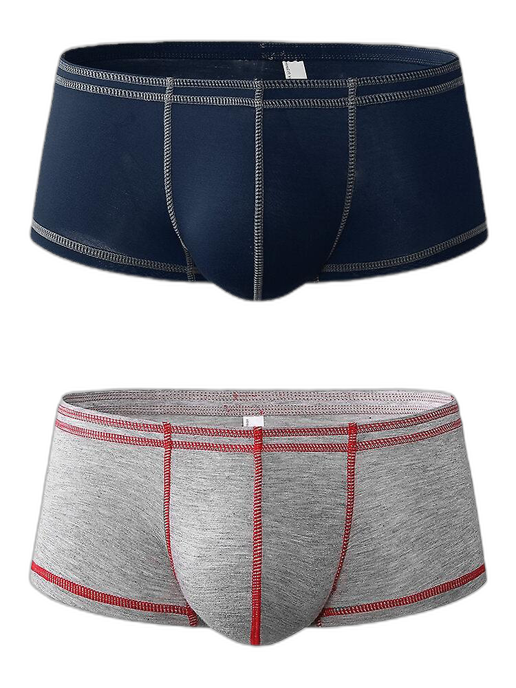 2 Pack Men's Sporty Breathable U Convex Pouch Trunks