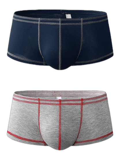 2 Pack Men's Sporty Breathable U Convex Pouch Trunks