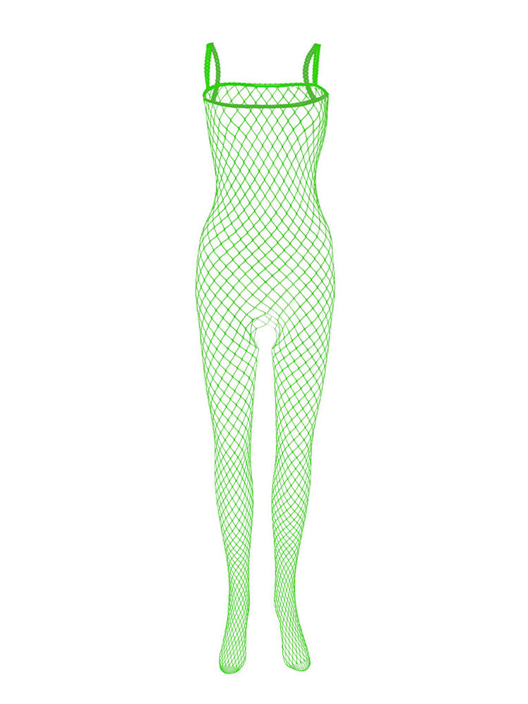 Men's Open Crotch Mesh Bodysuit - Pink