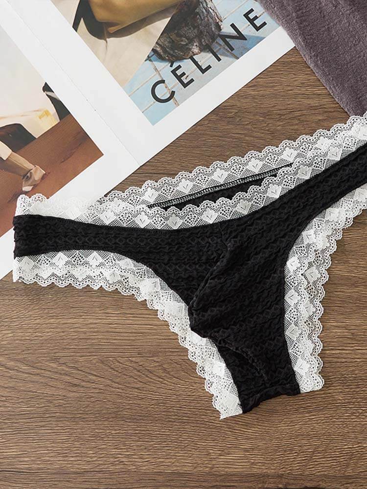 Men's Low-Rise Sexy Lace-Trimmed Briefs