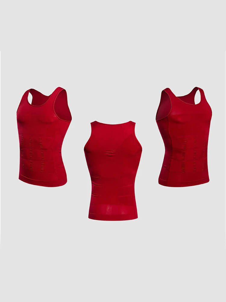 Men's Solid Color Slim Shaping Tummy Control Vest
