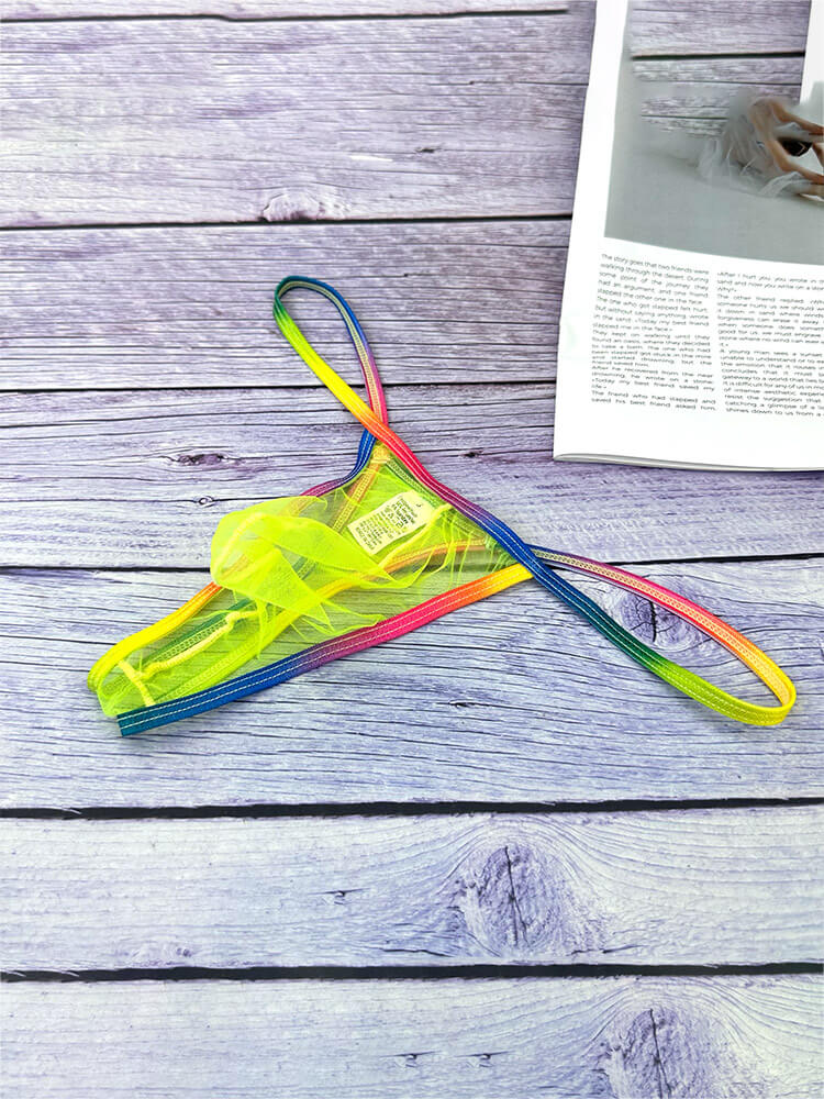 Men's Thin Mesh Transparent Rainbow Thong