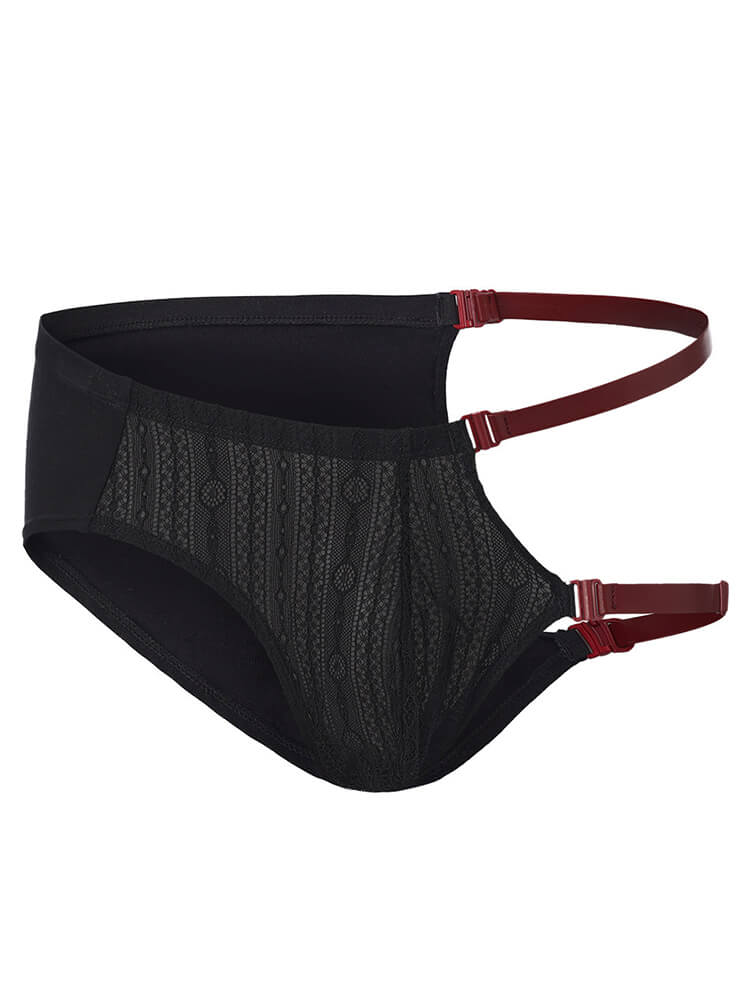 Men's Lace Panel Cutout Detachable Straps Briefs