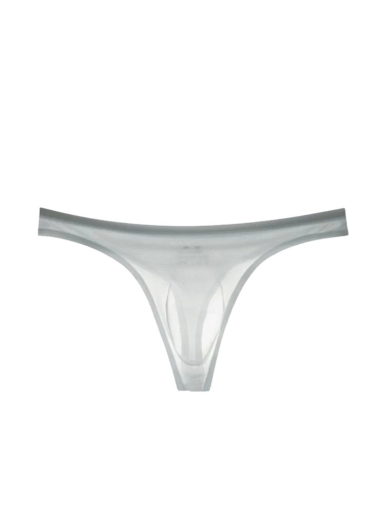 Men's Ice Silk Transparent Seamless Thong Briefs