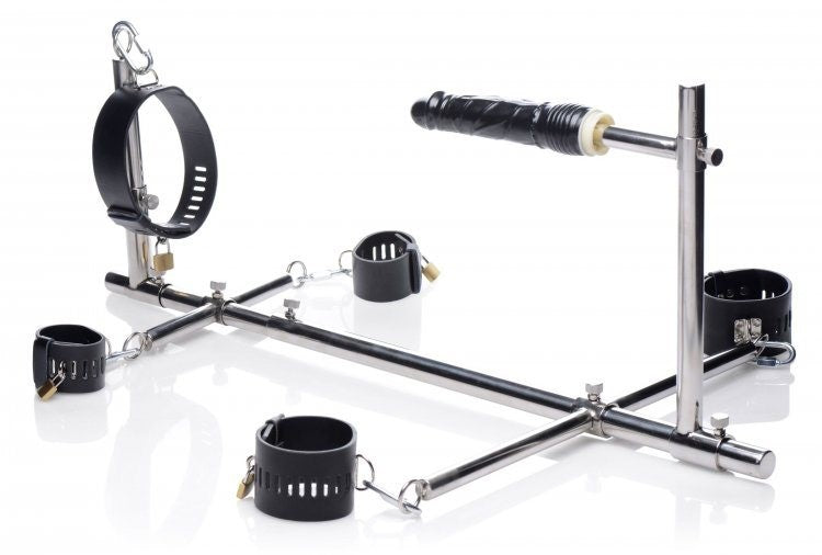 Imprisoned Metal Stockade with Dildo