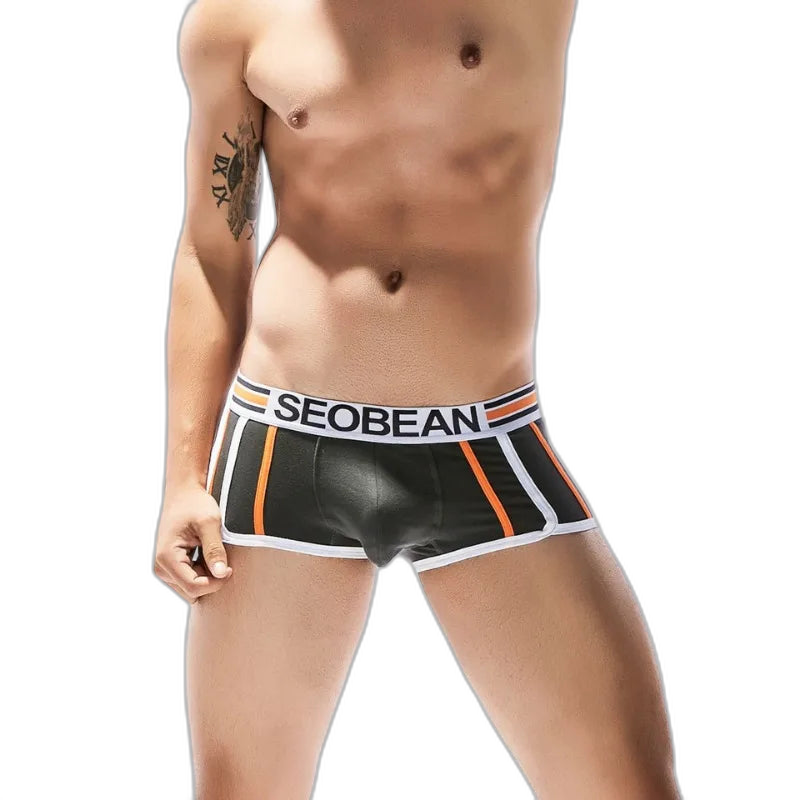 SEOBEAN Racing Stripes Low Rise Boxer Briefs