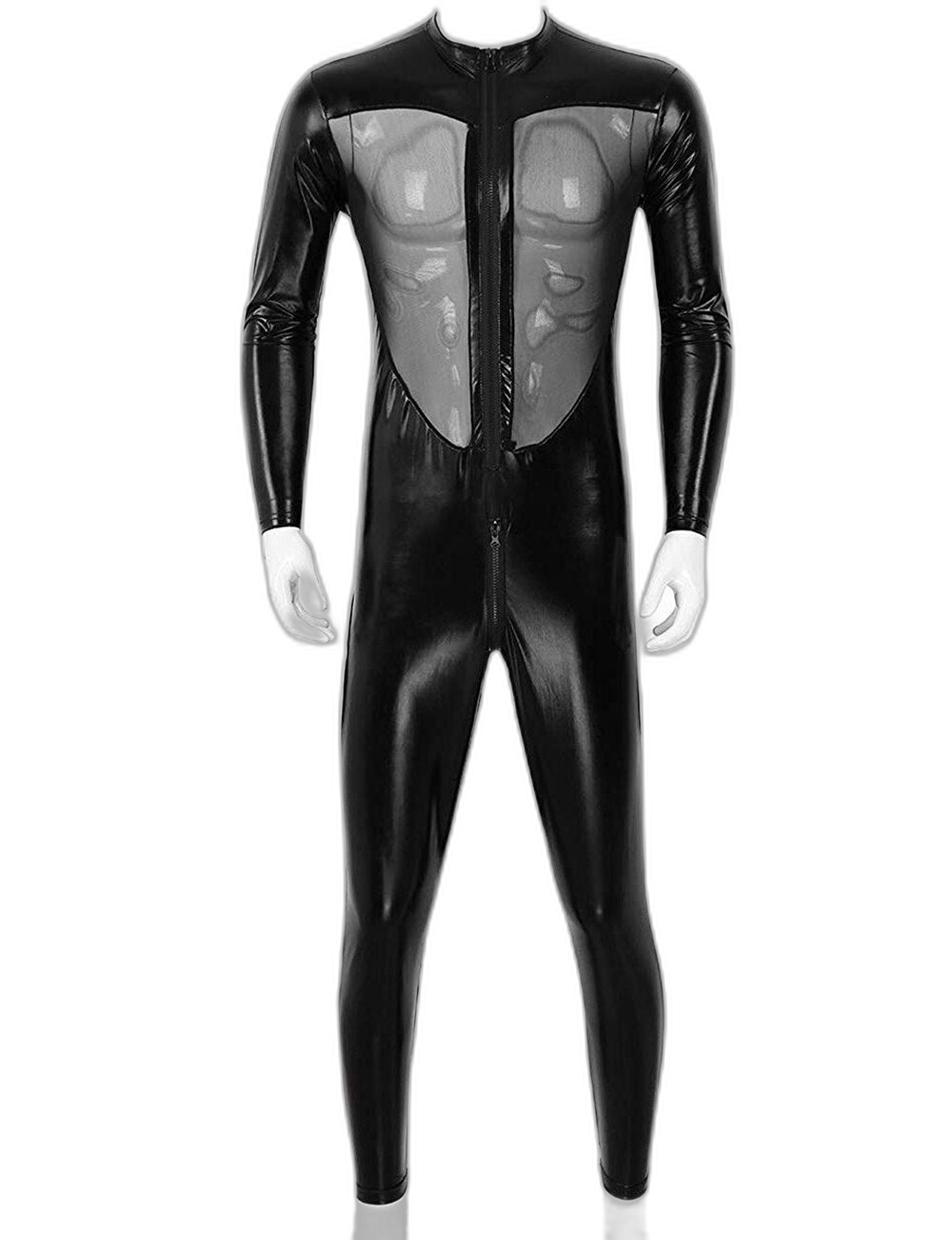 PVC Leather Mesh Kink Bodysuit