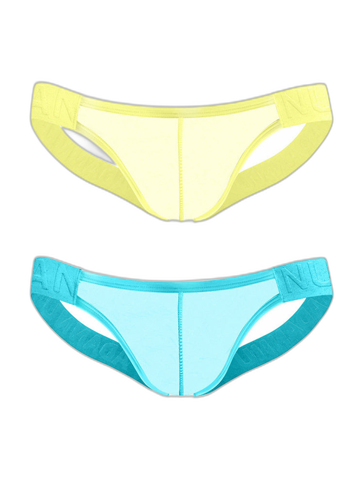2 Pack Men's Sheer No-Waistband Jockstrap with Textured Pattern