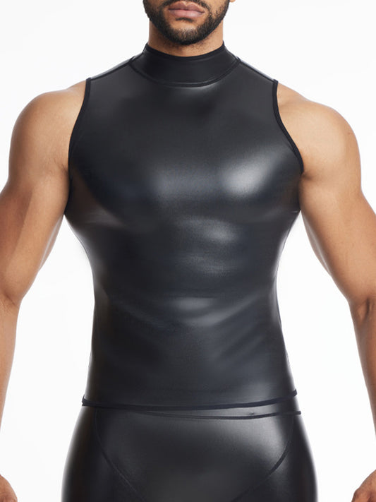 Men's Slim-fit PU Leather Vest Top