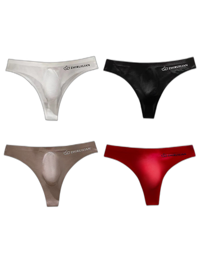 4-pack Men's Sexy Solid Color Letter Seamless Thong