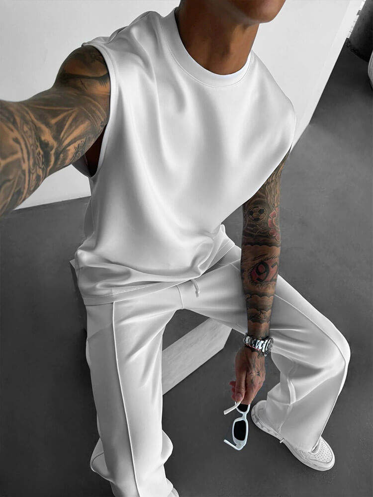 Men's Casual Sleeveless Vest Trousers Sports Suit