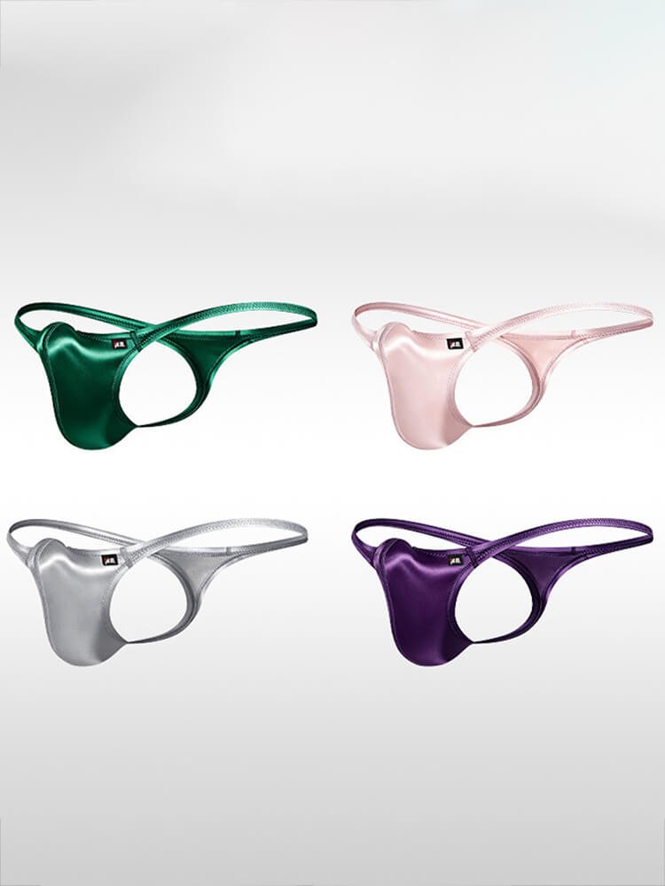 Men's Sexy Uplift Pouch Satin-Finish Bikini Thong