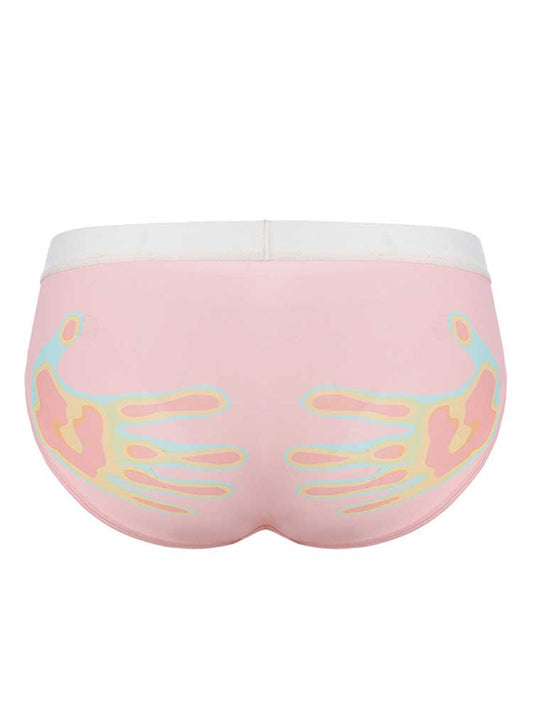 Men's Sexy Rainbow Handprint Breathable Briefs