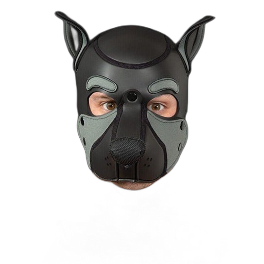 Mr S Leather NEOPRENE FRISKY Puppy Hood | Black & Grey