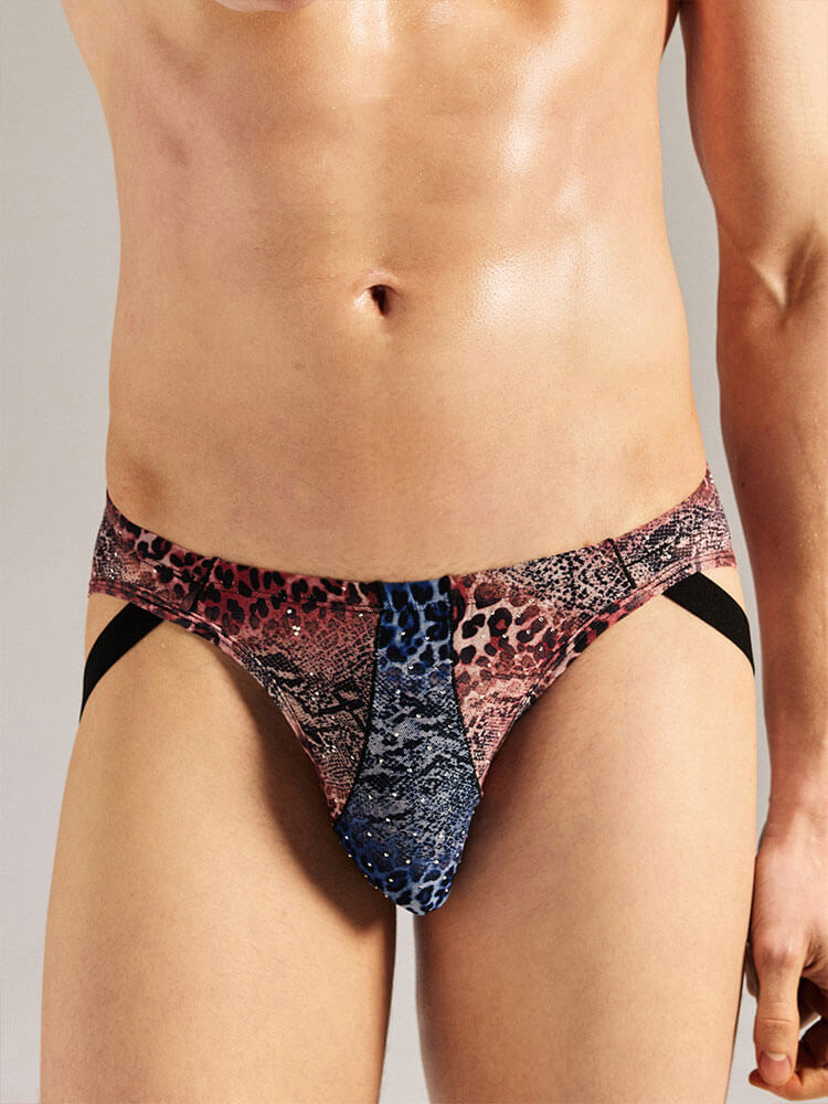 Men's Sexy Animal Print Patchwork Breathable Briefs