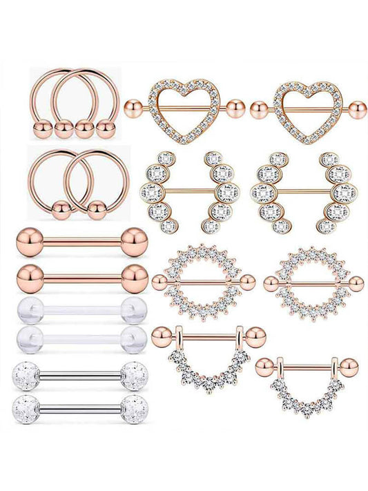 Fashion Nipple Tongue Stainless Steel Zircon Piercing Set