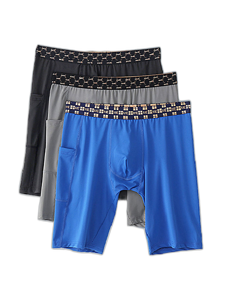 2 Pack Men’s Compression Boxer Shorts with Side Pocket
