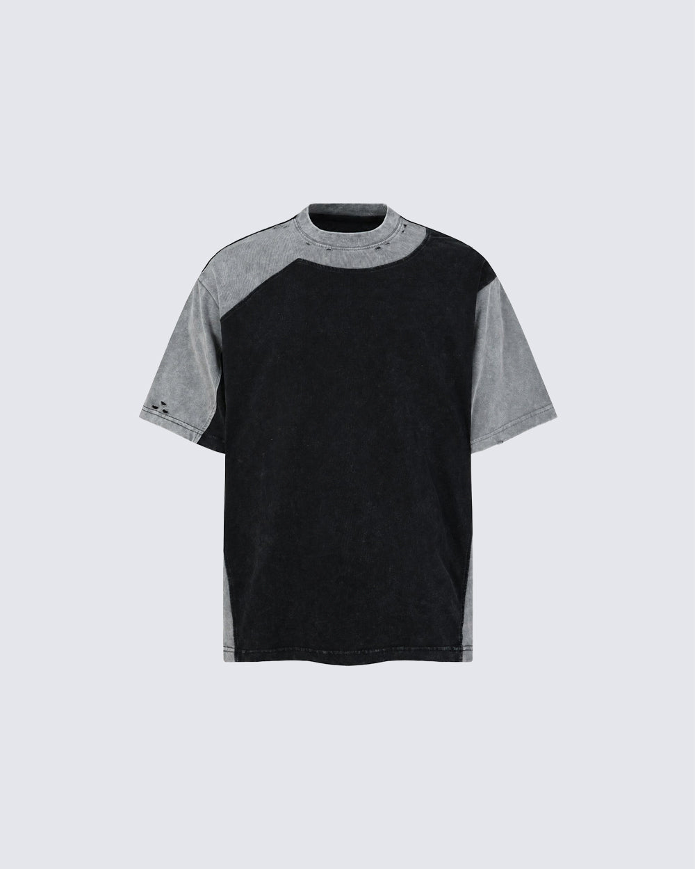 Grunge Vintage Colorblock Washed Short Sleeve Tee